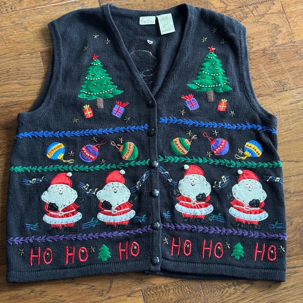 Vintage Bobbie Brooks Black Christmas Vest
